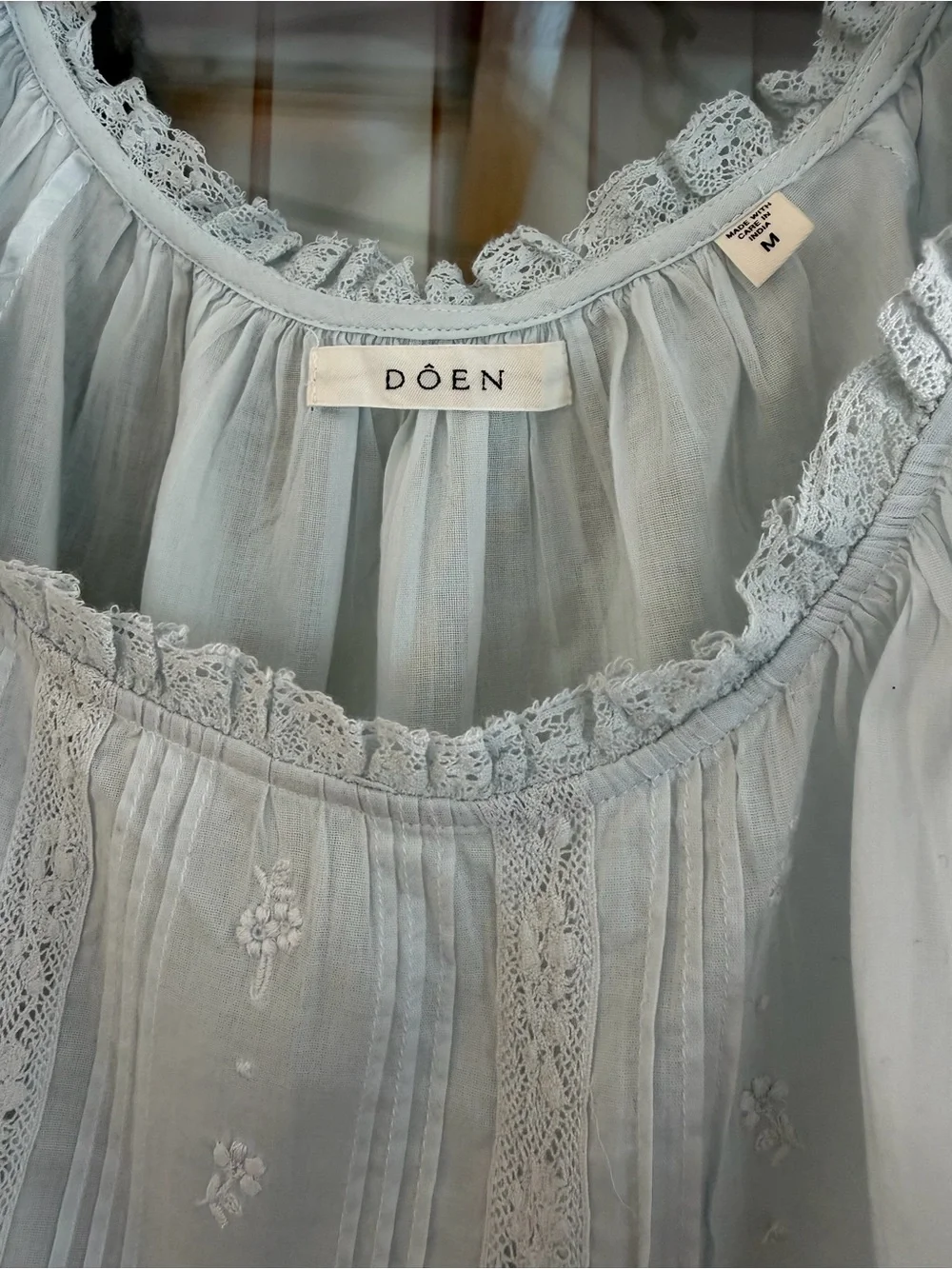 Doen Powder Blue Embroidered Puff-Sleeve Frederica Blouse - Picture 4 of 6